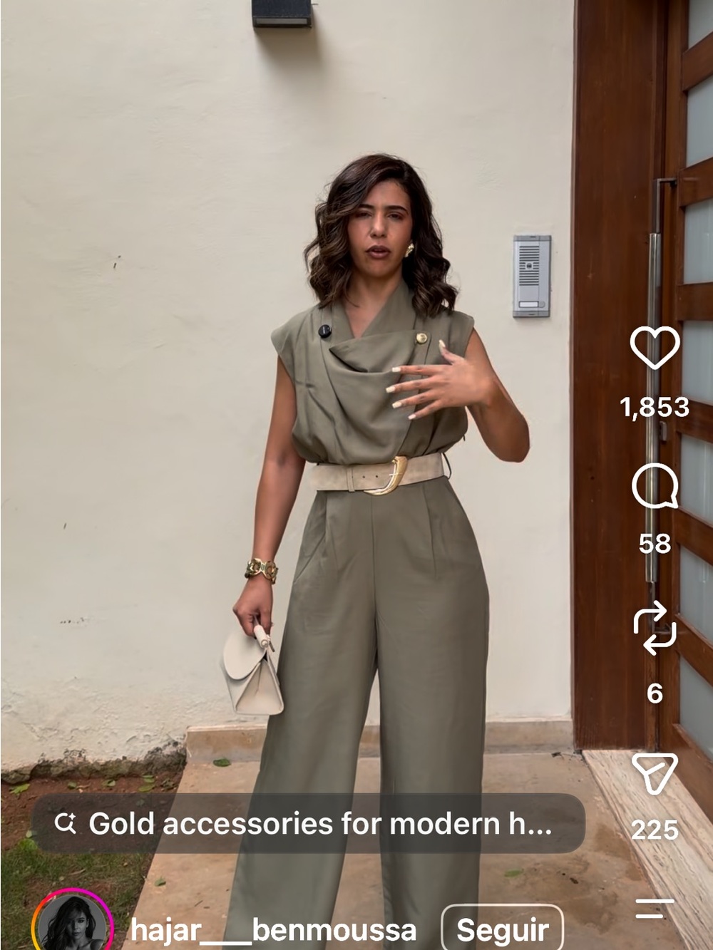 Zara Olive Green Wide-Leg Sleeveless Jumpsuit with Beige Belt - Picture 3 of 6